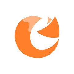 Orange circle fox logo icon flat vector design