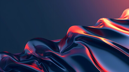 Obraz premium Flowing Innovative Liquid Metal Dynamic Flow. Contemporary Abstract Background in minimalist and clean background for presentation. Futuristic and technology concept with blank space for text.