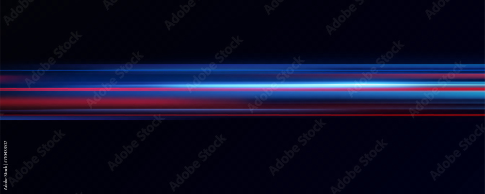 Aufkleber horizontal neon lines.blue speed lines.motion light effect.vector. red.vector illustration of a blue
