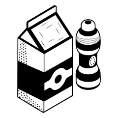 Powdered milk isometric concept, molasses, honey, vegetable oils bottles Hand drawn vector, Bakery and Baker drawings, food preparation and Kitchen Utensil Sketch Culinary Doodle stock illustration