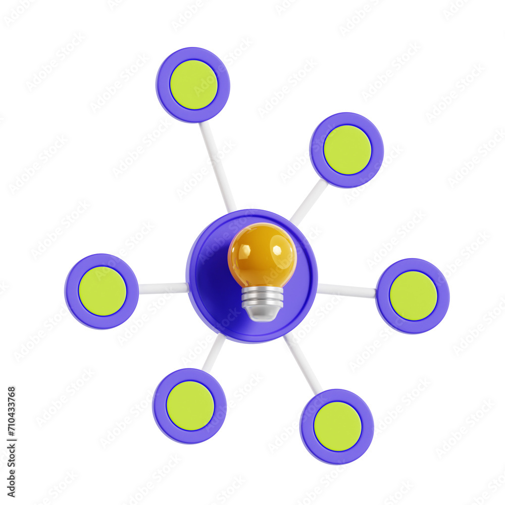 Aufkleber 3d mind mapping model conceptualization to implementation. 3d illustration, 3d element, 3d rendering