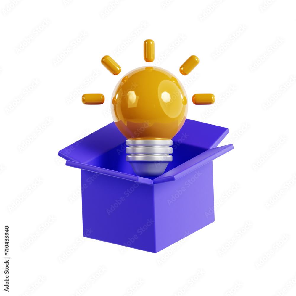 Poster 3d think out of the box model sparking creativity for breakthrough results. 3d illustration, 3d elem