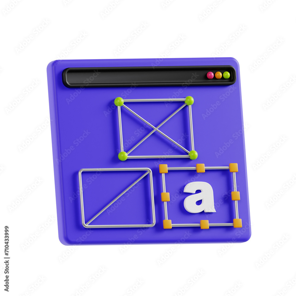 Poster 3d wireframing model creating seamless digital experiences. 3d illustration, 3d element, 3d renderin