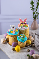 Traditional Easter cake kulich with icing
