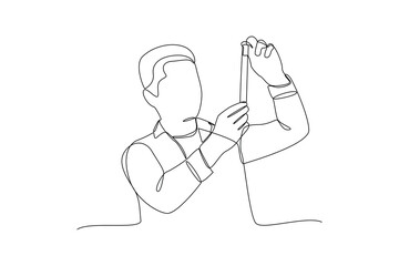 One continuous line drawing of science practicum. Simple practice minimalist concept, editable stroke.
