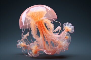 Captivating pink fuzz colors jellyfish in a mesmerizing display of simple abstract detail artwork