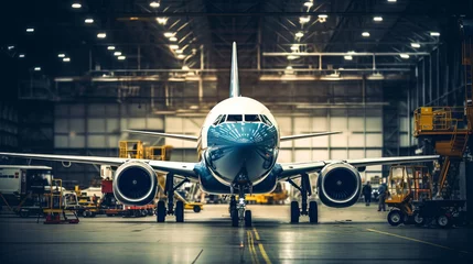 Zelfklevend Fotobehang Passenger airplane in the hangar © standret