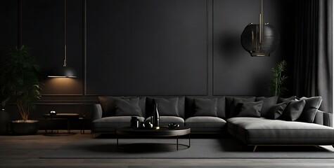 modern living room dark