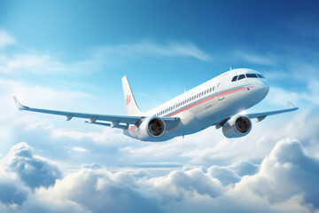 Naklejka na ściany i meble Passenger plane in the blue sky