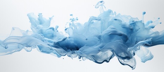3D rendering light blue paint splash isolated on white background. Generate AI