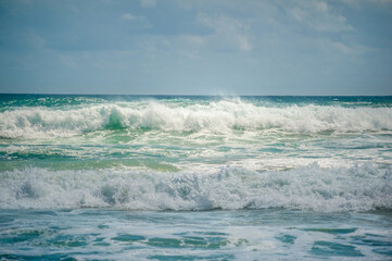 plashing turquoise waves of the ocean. natural background
