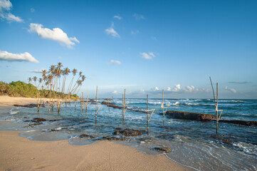 exotic sandy beach on the ocean shore. natural background