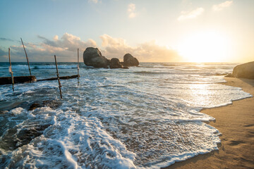 exotic sandy beach on the ocean shore. natural background