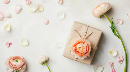 Elegant Gift with Ranunculus Flowers and Petals