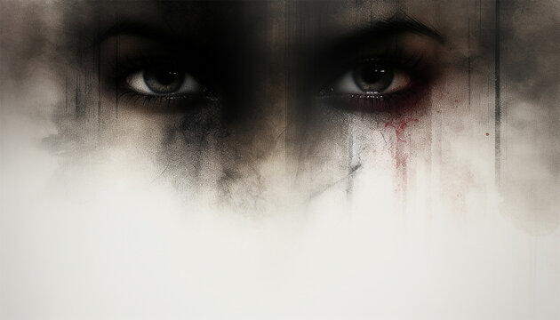 Mystical creepy creature in the shadows. Scary ghost human with smoke. Horror fantasy genre. Dark spirit . . Creepy short film for spooky Halloween . Monster, ghost, spiritual Abstract background