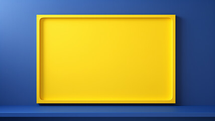 bright yellow rectangular frame on a blue background.