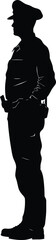 Silhouette police man or police officers full body black color only