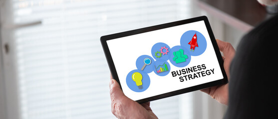 Fototapeta na wymiar Business strategy concept on a tablet