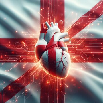 A real heart made of England flag, 3D