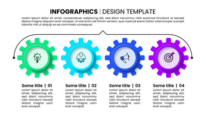 Infographic template. Gears in a row with 4 steps