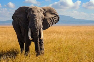 Fototapeta na wymiar Savannah elephant Largest land animal