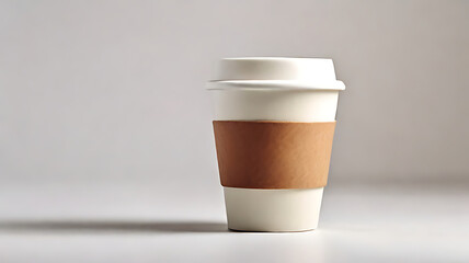 a blank mockup white cardboard coffee cup and coffee sleeve with coffee beans photo edit