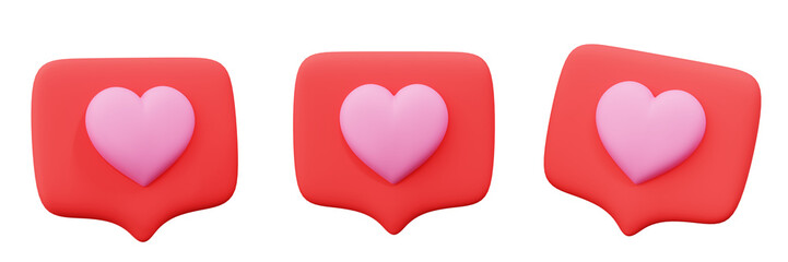 3d Heart textbox, heart icon, love social media notification, Valentine's Day Concept theme design