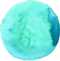 Mint abstract watercolor illustration on transparent background.