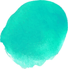 Mint abstract watercolor illustration on transparent background.