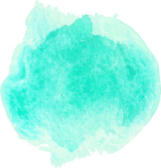 Mint abstract watercolor illustration on transparent background.