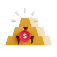 3D Gold Investment Model Smart Investment Strategies. 3d illustration, 3d element, 3d rendering. 3d visualization isolated on a transparent background