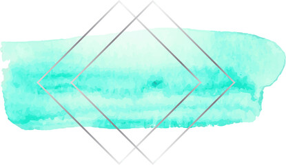 Fototapeta na wymiar Mint abstract watercolor with frame illustration on transparent background.