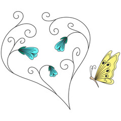 Flower heart with butterfly