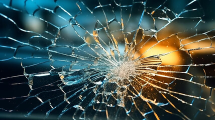 car glass broken in cracks abstract background. - obrazy, fototapety, plakaty