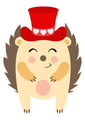 Adorable hedgehog with red hat