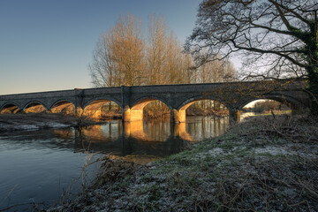 The arched Weetman’s Bridge over the River Trent at Little Haywood, Staffordshire.