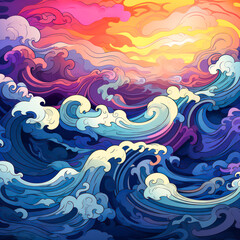 Abstract colorful illustration background with waves