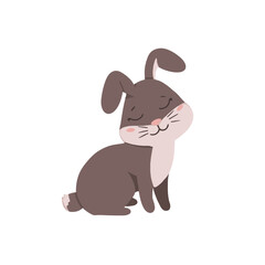 Illustration of a cute rabbit. Cheerful cartoon rabbit. Vector illustration