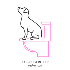 Diarrhea in dogs. Linear icon, pictogram, symbol.
