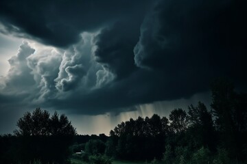 Atmospheric Drama: Majestic Storm Clouds Gathering in a Spellbinding Display of Nature's Power. Perfect for Adding Depth to Your Creative Projects and Conveying the Intensity of Weather Phenomena.