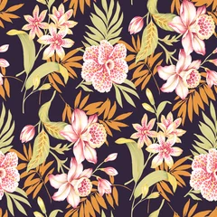 Fotobehang Digital textile design flowers pattern texture. © Muhammad