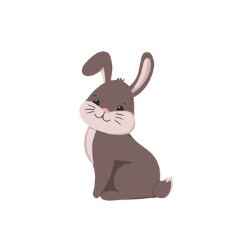 Illustration of a cute rabbit. Cheerful cartoon rabbit. Vector illustration
