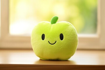 Cute squishy plush kawaii apple. Generative AI - obrazy, fototapety, plakaty