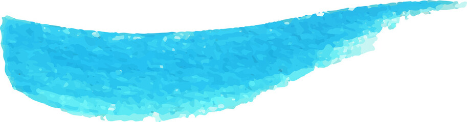 Blue brush stroke watercolor illustration on transparent background.