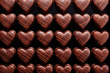 Obraz premium Rows of the chocolates in the shape of heart