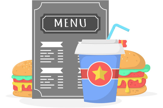 list of restaurant menus, list of various kinds of burgers and soda drinks