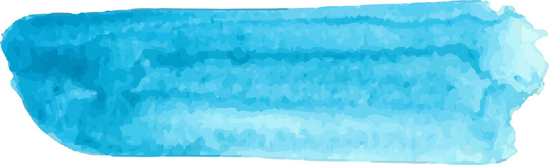 Blue brush stroke watercolor illustration on transparent background.