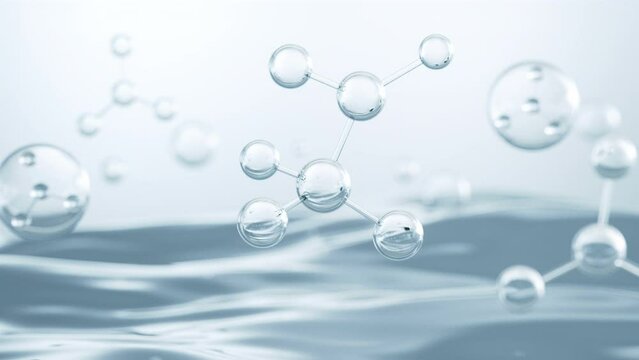 A molecule on water surface, Molecular structure for Science or medical background, 3d illustration.