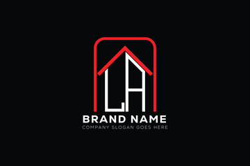 LA letter creative real estate vector logo design . LA creative initials letter logo concept. LA house sheap logo