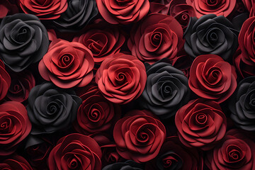 A close up black and red roses